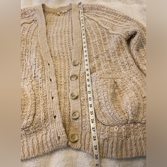 Anthropologie Moth Cozy Cream Knit Oversized Cardigan Sweater | S - Picture 4 of 5